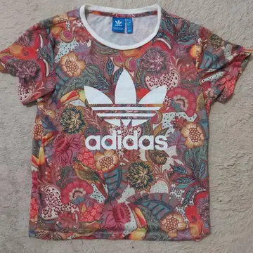 adidas 꽃무늬 도마뱀 패턴 반팔 티셔츠 XS