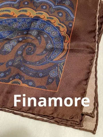 Finamore 실크 페이즐리 포켓 치프