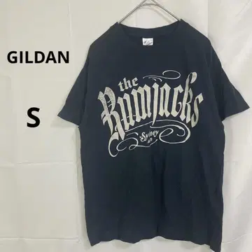 GILDAN 밴드 T셔츠풍 로고 프린트 [S] 블랙 코튼 100%
