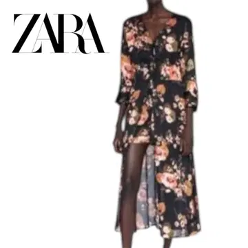 ZARA 플라워 프린트 롱 원피스 숏팬츠 가운 가디건