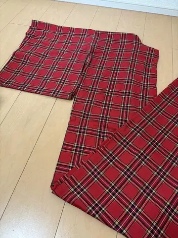 빨간색과 블랙 체크 무늬 유카타 단품 런던 체크