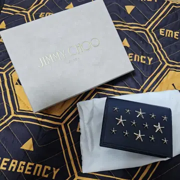 JIMMY CHOO 네이비 카드 케이스 별 모양 스터드