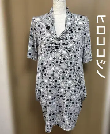 히로코코시노 튜닉 변형 디자인 도트 무늬 비침 시어