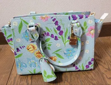 미사용 사만다 타바사 꽃무늬 디자인 핸드백 스카이블루