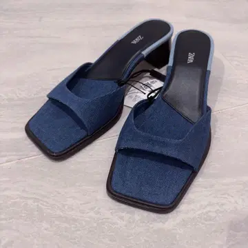 ZARA 데님 블루 오픈토 샌들