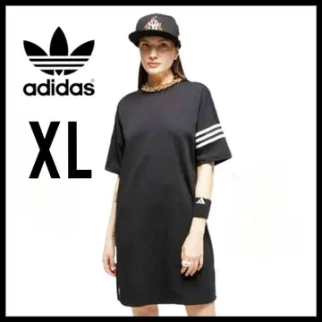 adidas 블랙 XL 오버 사이즈 티셔츠 원피스 튜닉 여성용