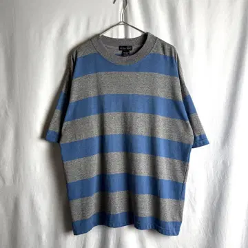 90년대 한국제 ANCHOR BLUE 보더 티셔츠 L 그레이 x 블루