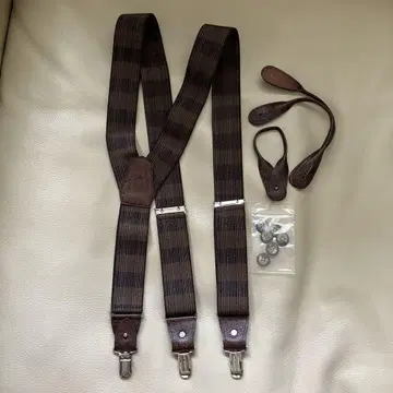 브라운 체크 무늬 남성용 서스펜더