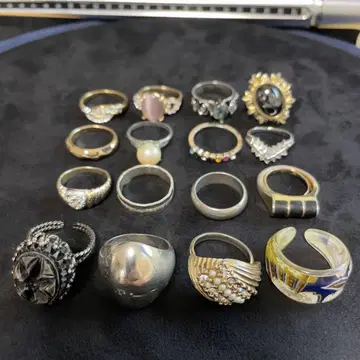 빈티지 패션 반지 16개 묶음 판매 도금 이미테 [정크]