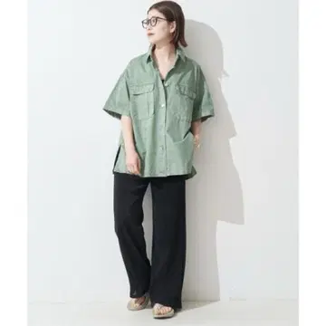 Spick&Span 가먼트 다이 사파리 셔츠 / 카키