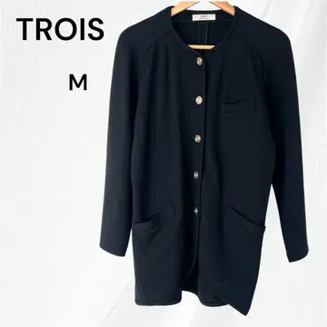 trois 트로아 블랙 자켓 노카라 자켓 M 울 100