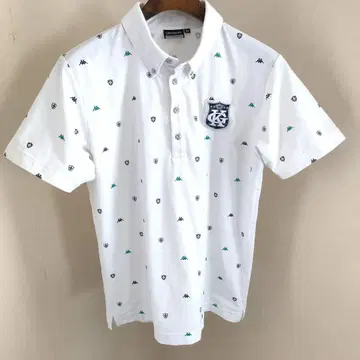 Kappa 카파 피케 셔츠 남성용 M 화이트 올 패턴 와펜 반팔