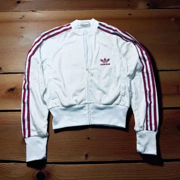 아디다스 트랙 자켓 저지 S 크림 x 레드 숏 기장 S