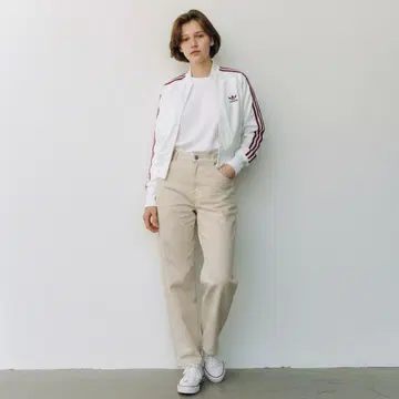 아디다스 트랙 자켓 저지 S 크림 x 레드 숏 기장 S