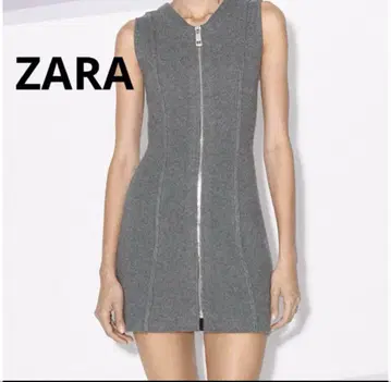 ZARA 자라 여성용 지퍼 니트 원피스 그레이