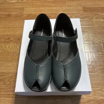 페리윙클 가죽 오픈토 샌들 천연 가죽 새상품