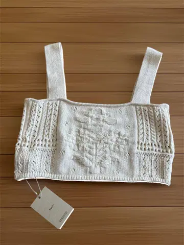 Eaphi plant motif knit bustier ivory 2