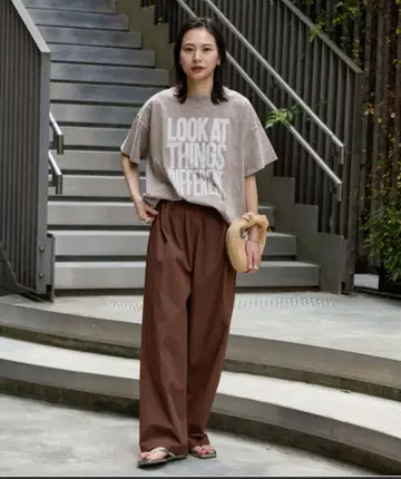 JOURNAL STANDARD 린넨 나일론 스트레치 와이드 팬츠