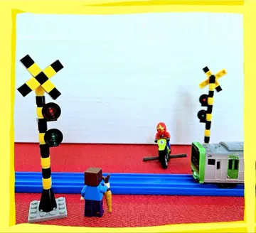 건널목 2개 LEGO 미니어처 철도 기차 프라레일 차단기 디오라마