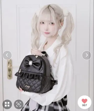 Pal elft 블랙 / 검정 퀼팅 백팩