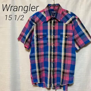 랭글러 Wrangler 반팔 웨스턴 셔츠 체크 무늬 15 1/2