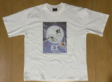 E.T. 그래픽 티셔츠 L 사이즈 화이트 빈티지 가공