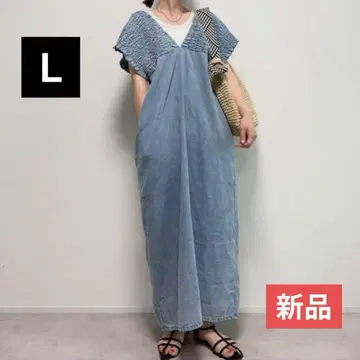 새상품 시마무라 셔링 원피스 데님 색스