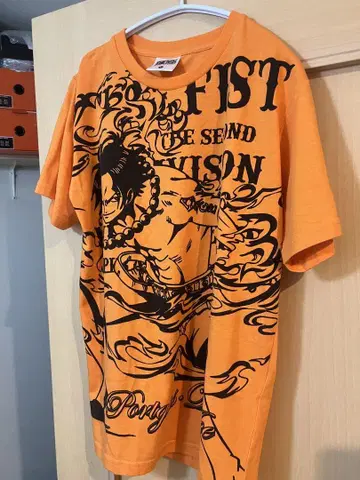 원피스 그래픽 빈티지 T셔츠 L 사이즈 오렌지
