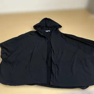 플레인피플 블랙 후드 부착 케이프 코트 판초