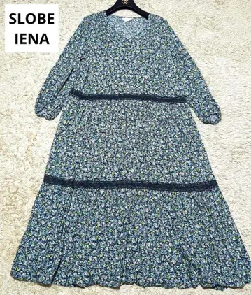 IENA 롱 플레어 원피스 레이스 긴팔 A라인 미니 꽃무늬 이에나