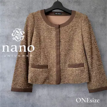 nano universe 트위드풍 노카라 자켓 브라운 M 상당