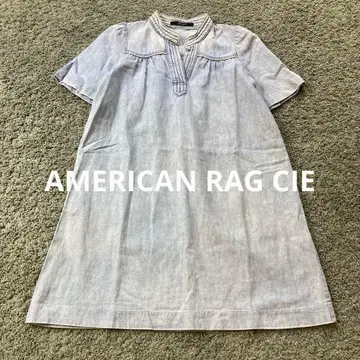 AMERICAN RAG CIE 린넨 혼방 데님 원피스 반팔 라이트 블루