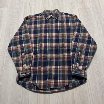 Eddie Bauer 긴팔 셔츠 플란넬 화이트 택 빈티지 90s