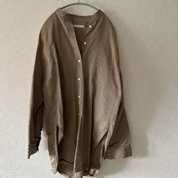 plage 혼방 린넨 롱 셔츠