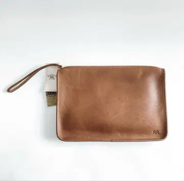 RRL 브라운 가죽 클러치백