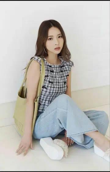 snidel 셔링 리본 상의