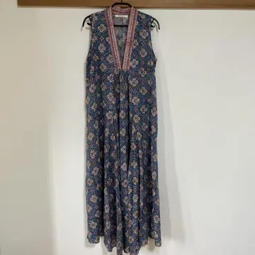NUSHEENA 블록 프린트 슬리브리스 롱 원피스 리조트