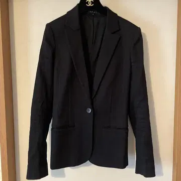 띠어리 린넨 자켓 블랙 백 슬릿