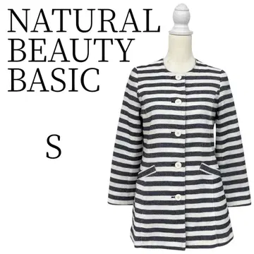 NATURAL BEAUTY BASIC 화이트 네이비 코트 S