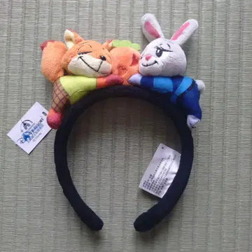 상하이 디즈니 한정판 주토피아 닉 주디 봉제 인형 머리띠