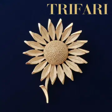 빈티지 trifari 해바라기 브로치 골드 crown 트리파리