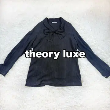 theory luxe 띠어리 럭스 드레이프감 스트라이프 보타이 블라우스