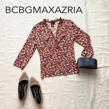 BCBGMAXAZRIA 랩 티셔츠 보태니컬 무늬 S 레드 긴팔