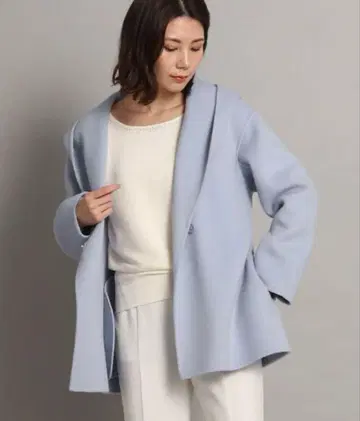 새상품급 쿠 드 샹스 리버 미들 기장 코트 라이트 블루