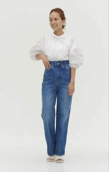 yori Audrey 하이웨스트 스트레이트 데님 40