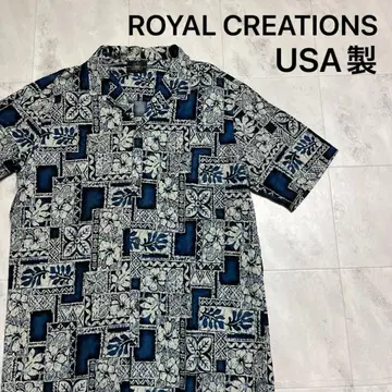 USA 제작 ROYAL CREATIONS 알로하 셔츠 오픈 카라 벽화