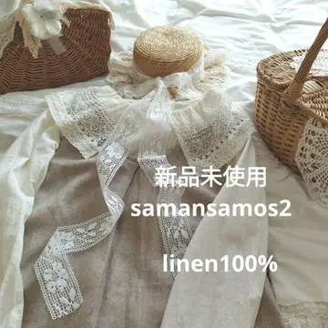 미사용 새상품 사만사 모스모스*린넨 서지 턱 슬리브리스 원피스
