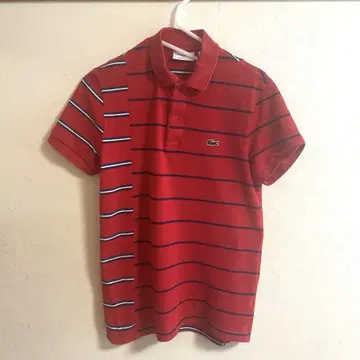 LACOSTE 스트라이프 패턴 절개 피케 셔츠 M 프랑스제