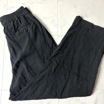 HAVERSACK 린넨 이지 팬츠 셔닐 스트라이프 블랙