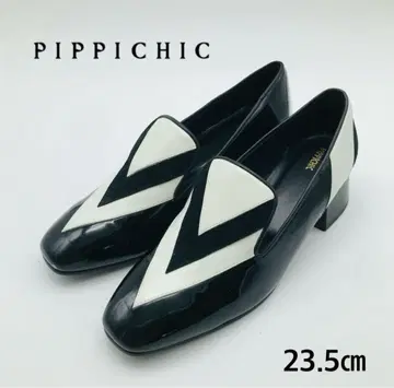 [미사용] PIPPICHIC 블랙 화이트 로퍼 23.5cm 일본산